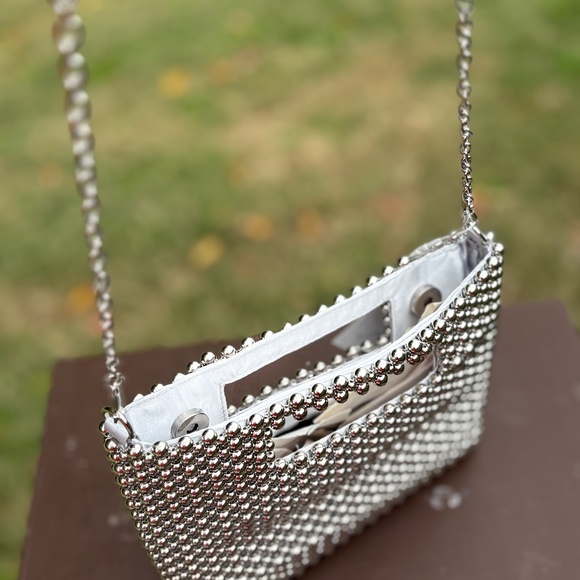 New With Tag — Hand-Beaded Silver Evening Shoulder Bag / Clutch - Picture 8 of 9